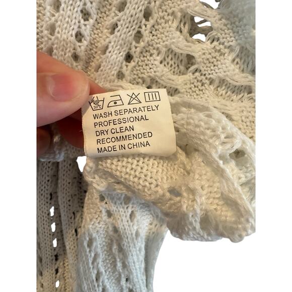 Women’s Cream Crochet Knit Bathing Suit Cover Up Tank Dress Size Small Beachwear - Picture 5 of 8